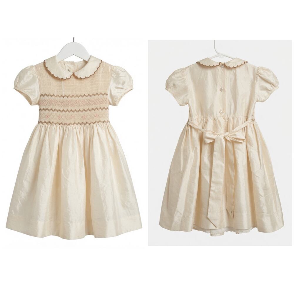 Handmade 100% Silk Smocked Dress – Monogrammed Linen Shop London